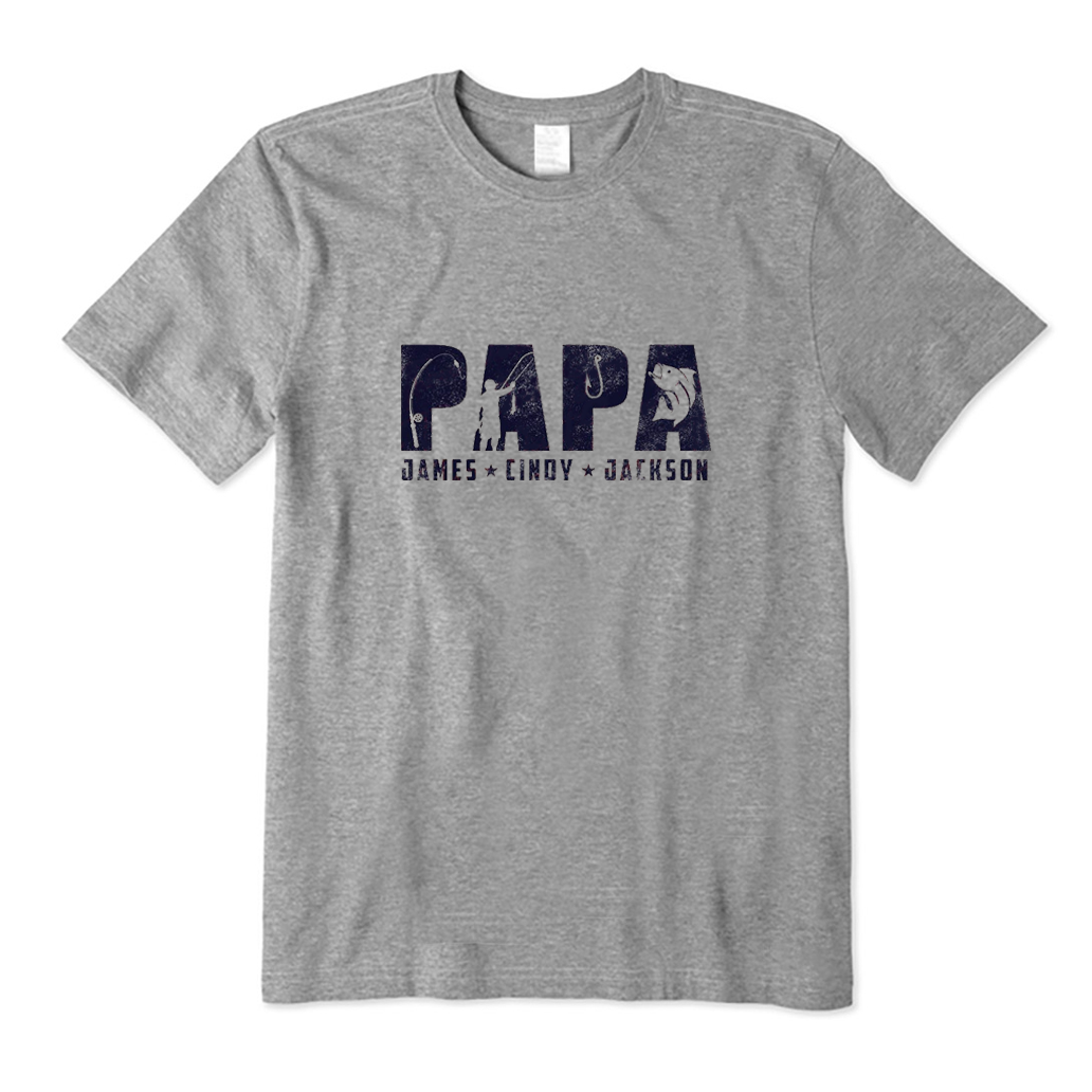 Personalized Fishing Papa T-Shirt