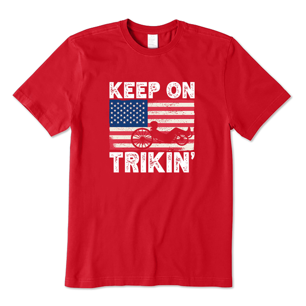 Keep On Trikin' American Flag Recumbent Trike T-shirt