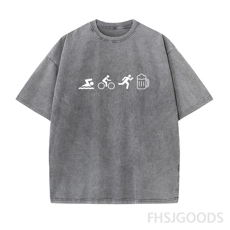 Swim Bike Run and Beer Unisex Distressed T-Shirt
