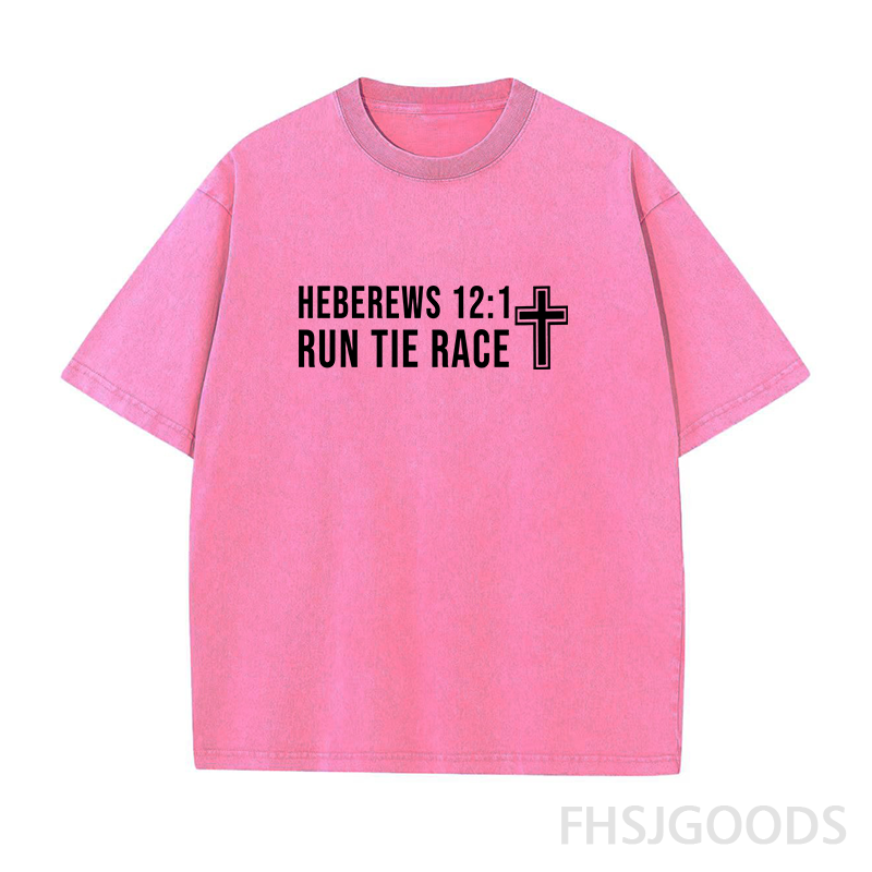 Run The Race Hebrews 12:1 Unisex Distressed T-Shirt