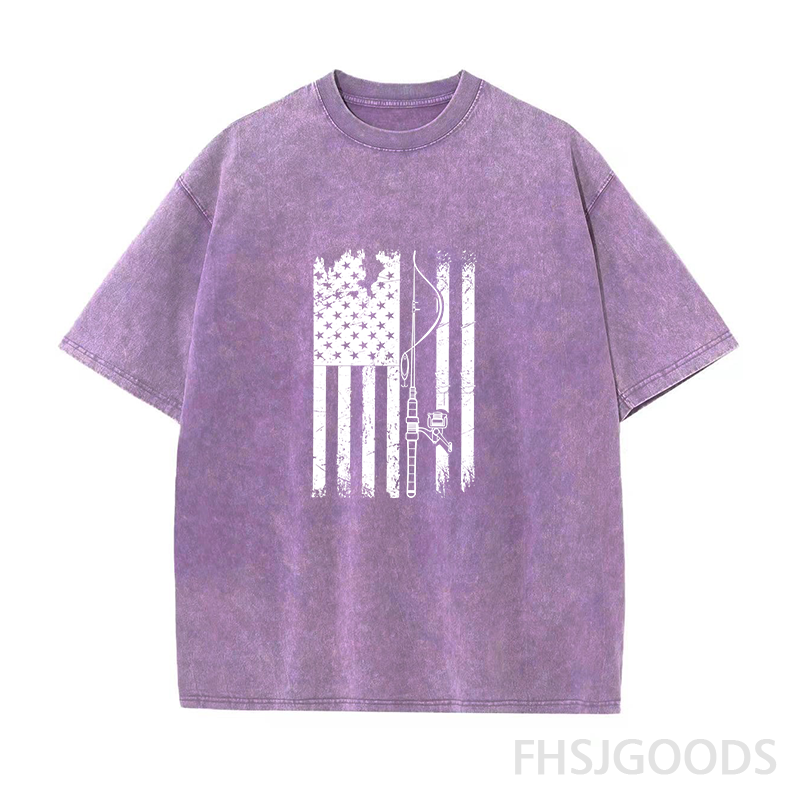 USA Fishing Flag Unisex Distressed T-Shirt