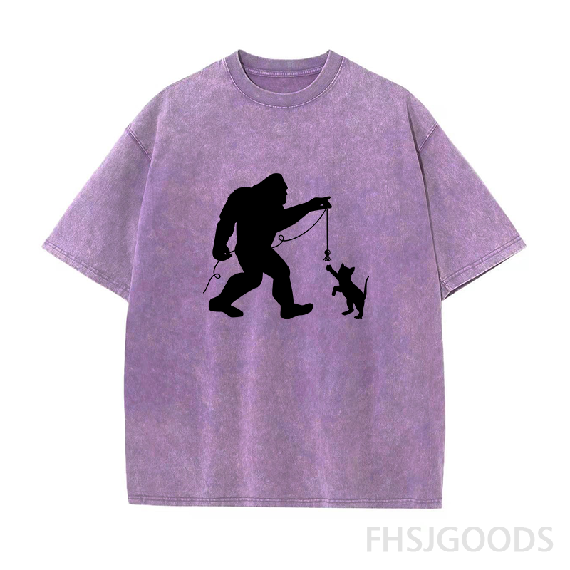 Bigfoot and Kitten Unisex Distressed T-Shirt