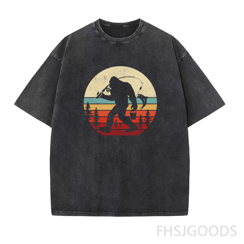 Bigfoot Fishing Unisex Distressed T-Shirt