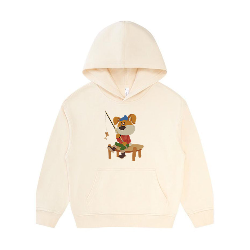 Cute Puppy Fishing Kid's Hoodie