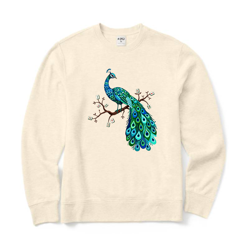 Mahjong Bird on Tile Branch Crewneck Sweatshirt