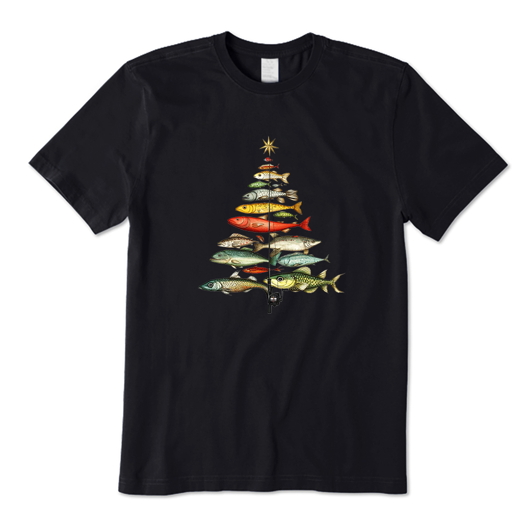 Fishing Christmas Tree T-Shirt