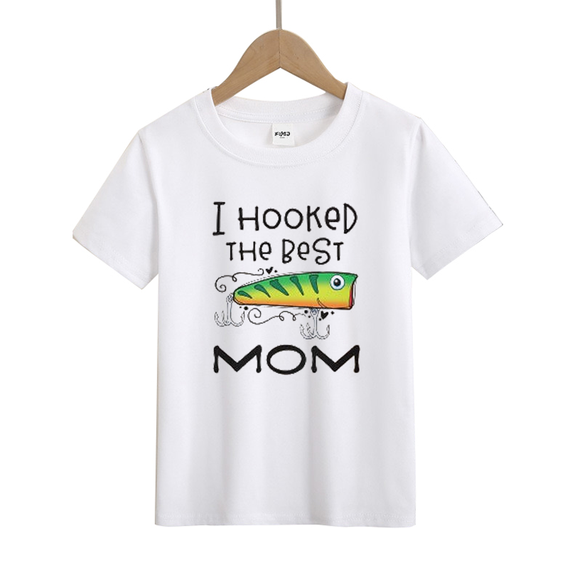 I Hooked Mom Fishing Kids T-Shirt