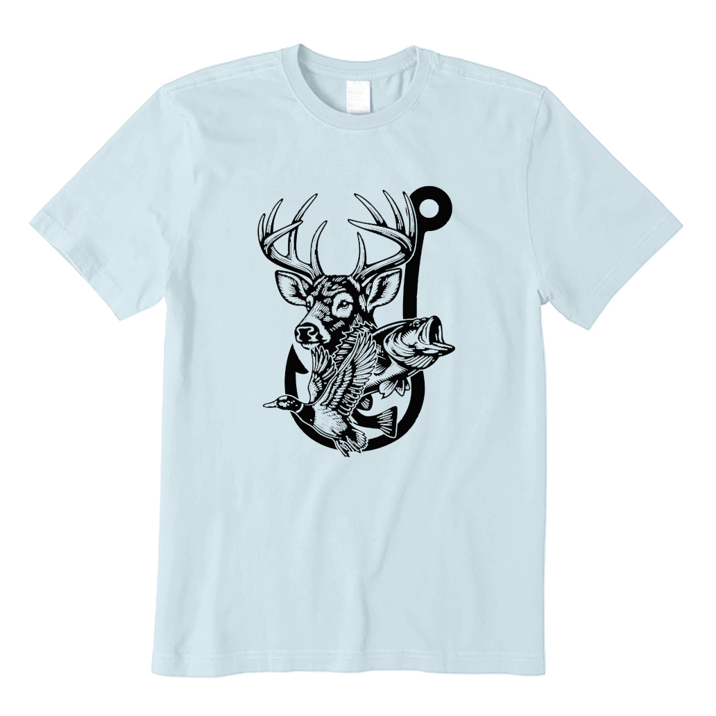 Deer Duck Fish Hook T-shirt