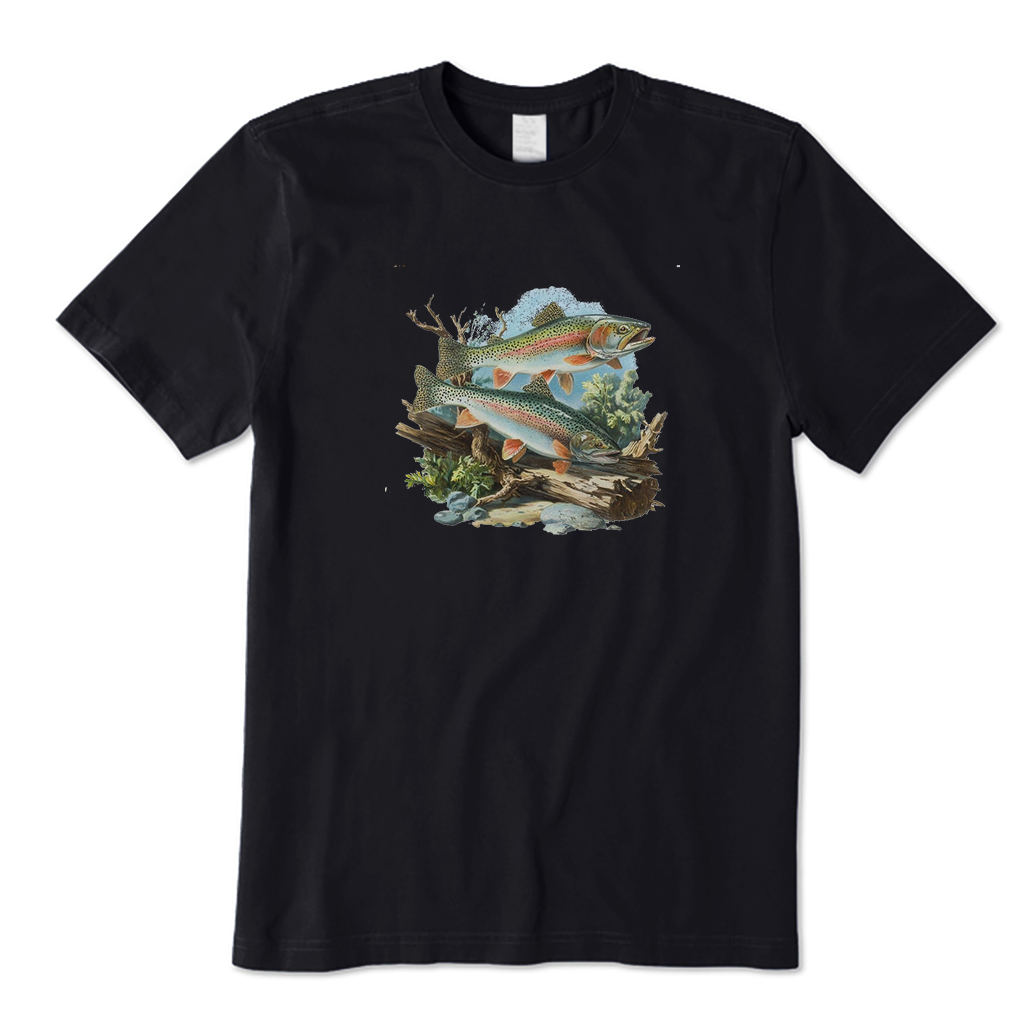 Retro Rainbow Trout Underwater Scene T-Shirt