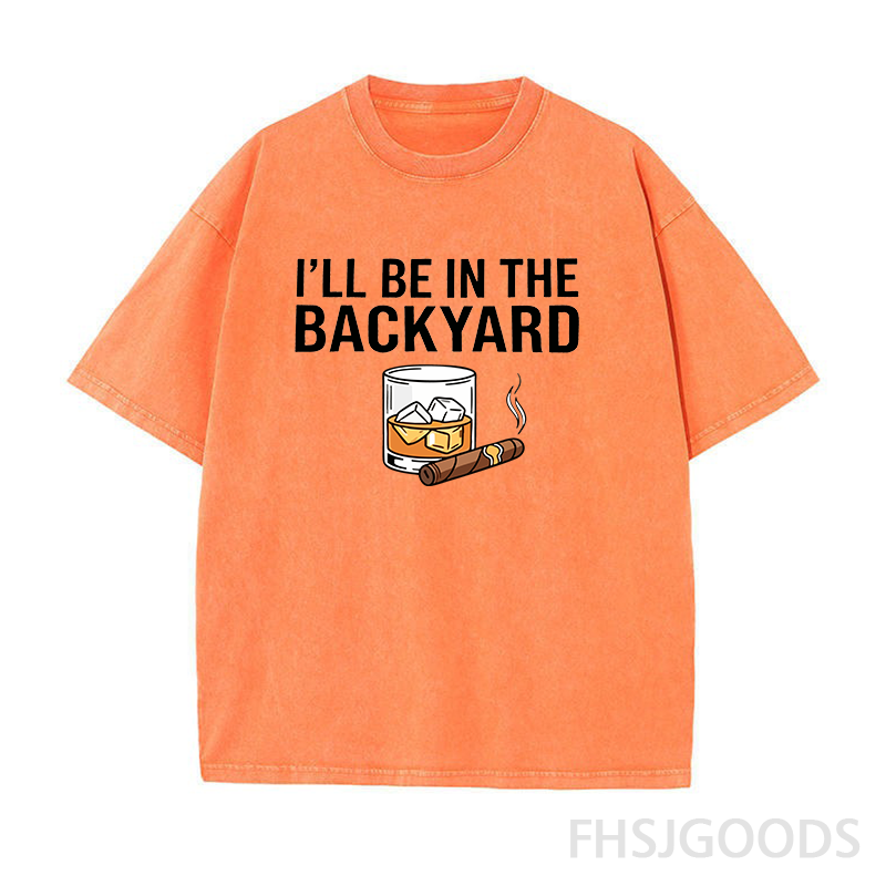 I'll Be In The Backyard With My Whiskey & Cigar BBQ Unisex Distressed T-Shirt
