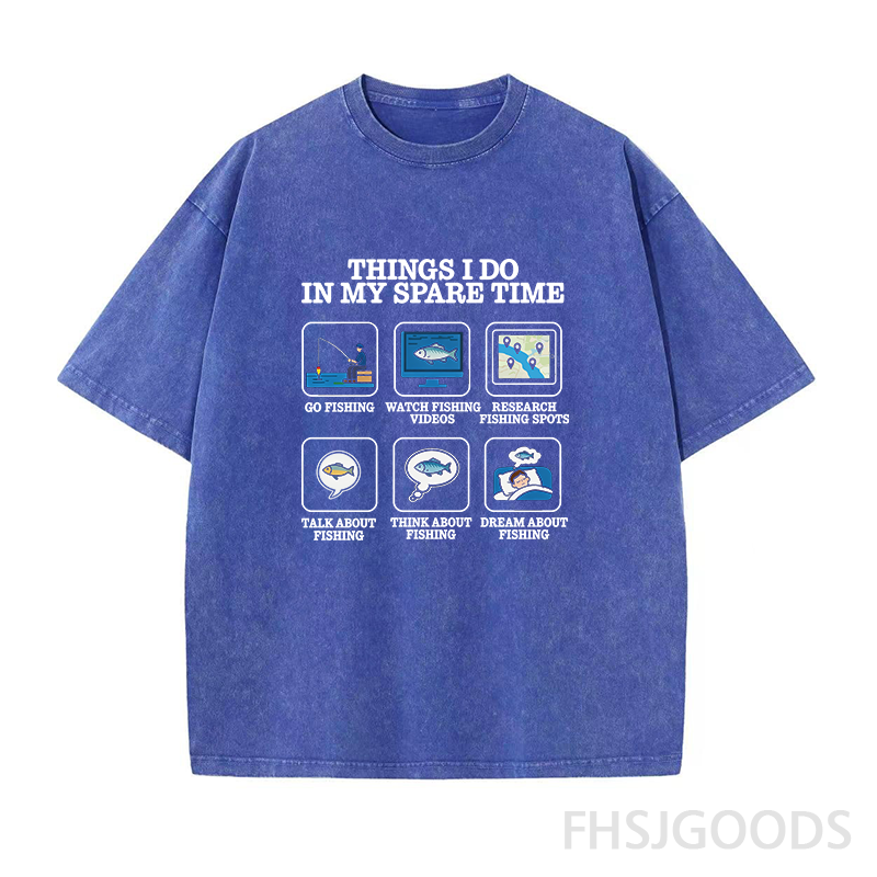 Things I Do in My Spare Time Funny Fishing Lover Unisex Distressed T-Shirt