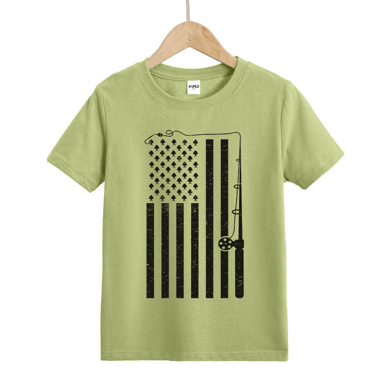 Fishing American Flag Kid's T-Shirt