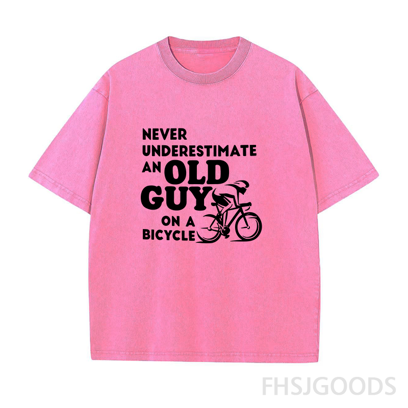 Never Underestimate An Old Guy on A Bicycle Unisex Distressed T-Shirt