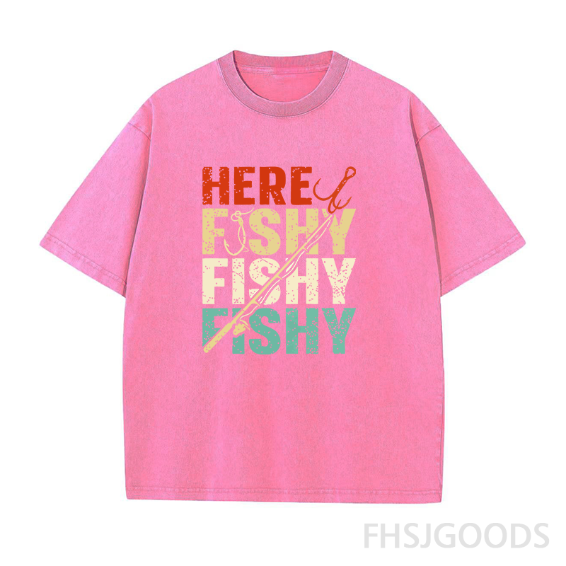 Here Fishy Fishy Fishy Unisex Distressed T-Shirt