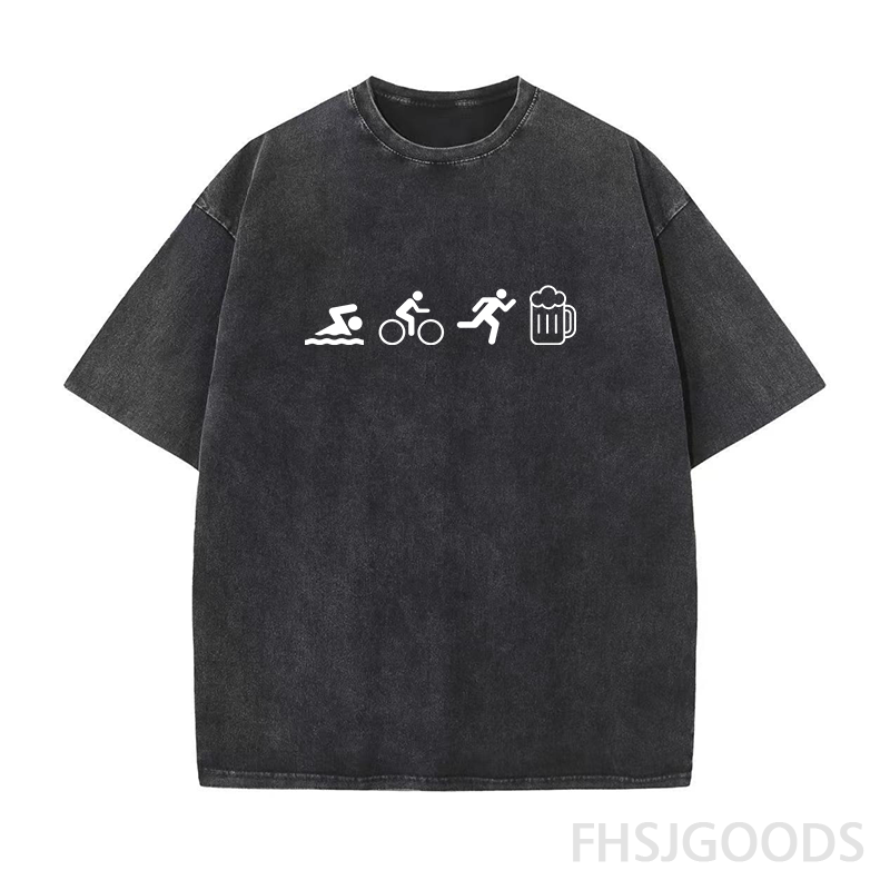 Swim Bike Run and Beer Unisex Distressed T-Shirt