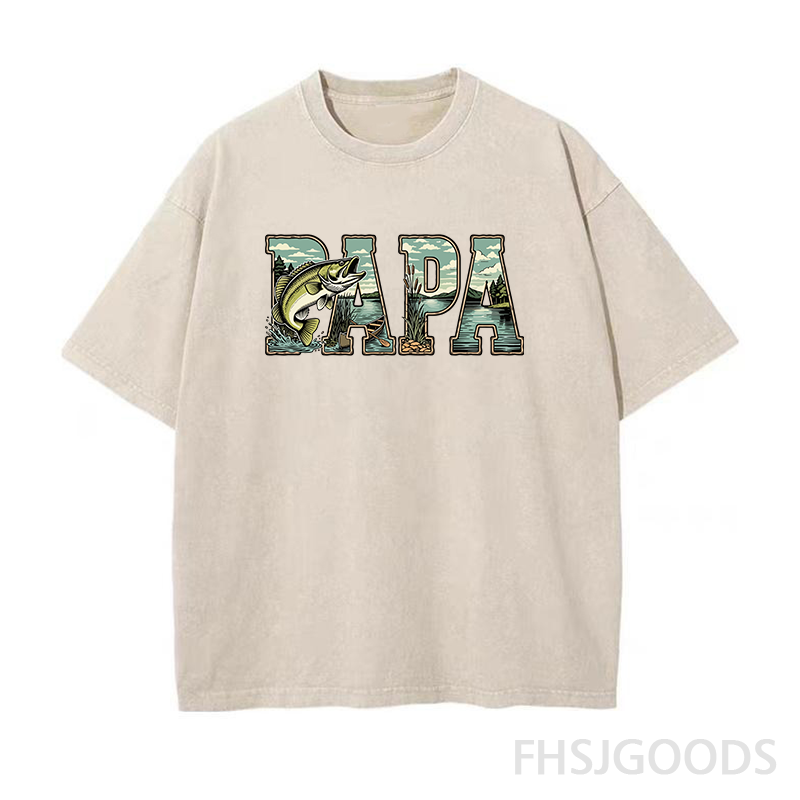 Papa Fishing Unisex Distressed T-Shirt