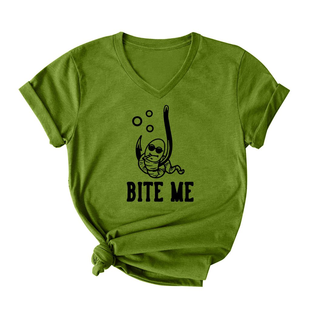 Bite Me V Neck T-Shirt for Women
