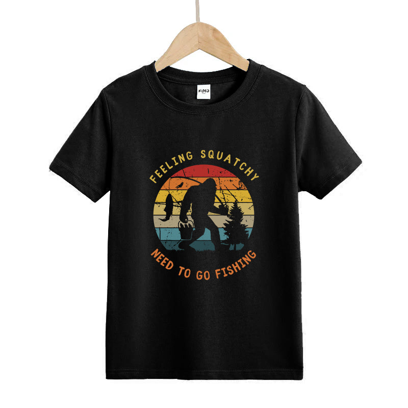 Bigfoot Fishing Kids T-Shirt