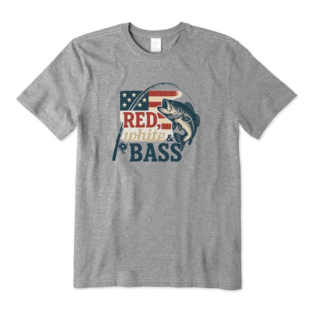 Red White and Bass Fishing T-Shirt