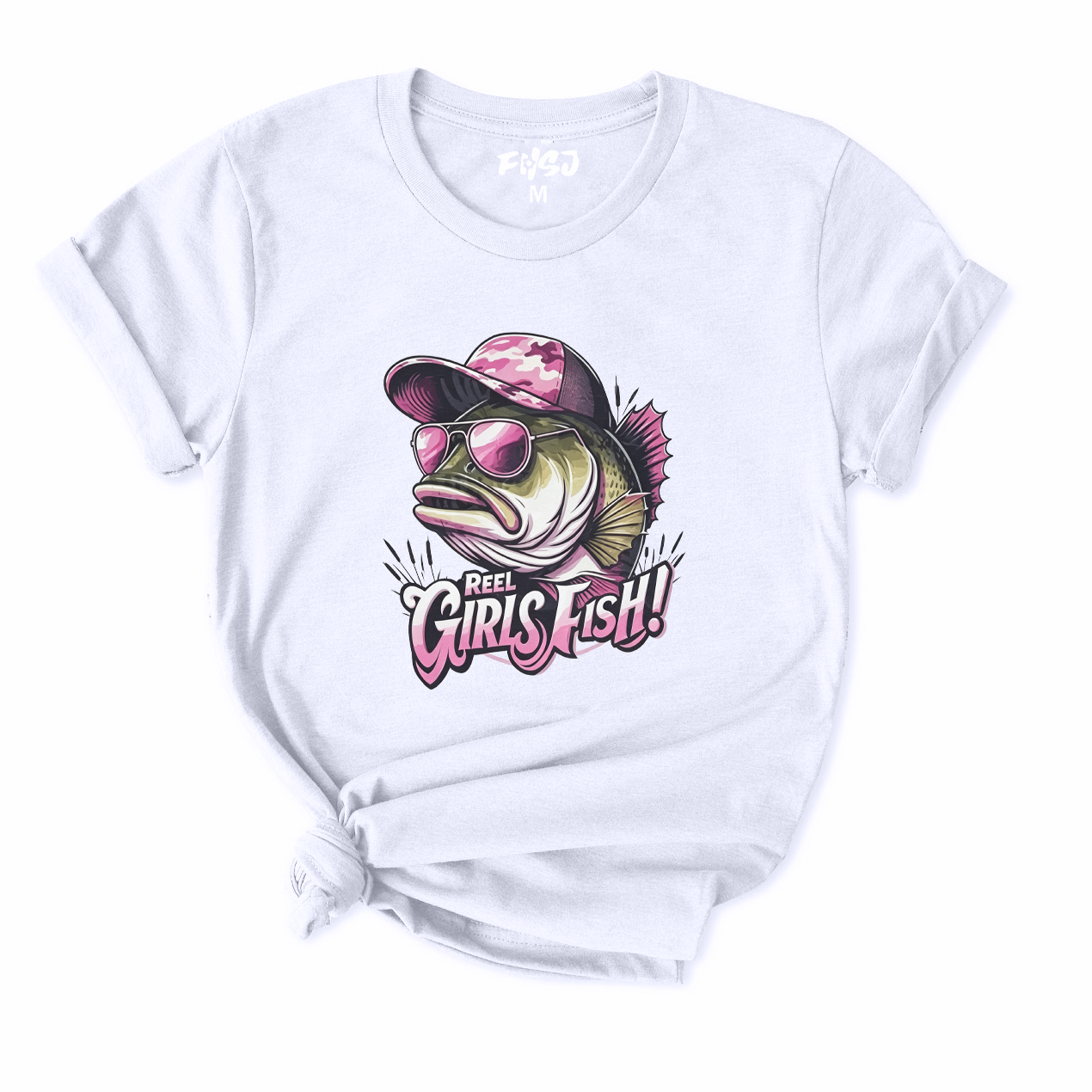 Cool Sunglass Fish Reel Girls Fish T-Shirt for Women
