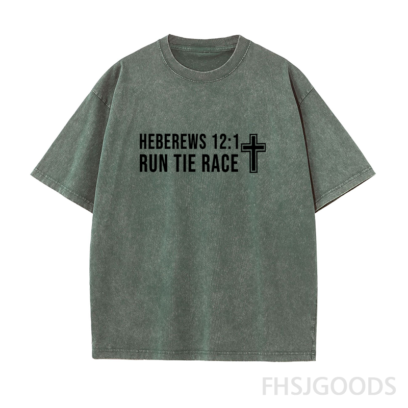 Run The Race Hebrews 12:1 Unisex Distressed T-Shirt