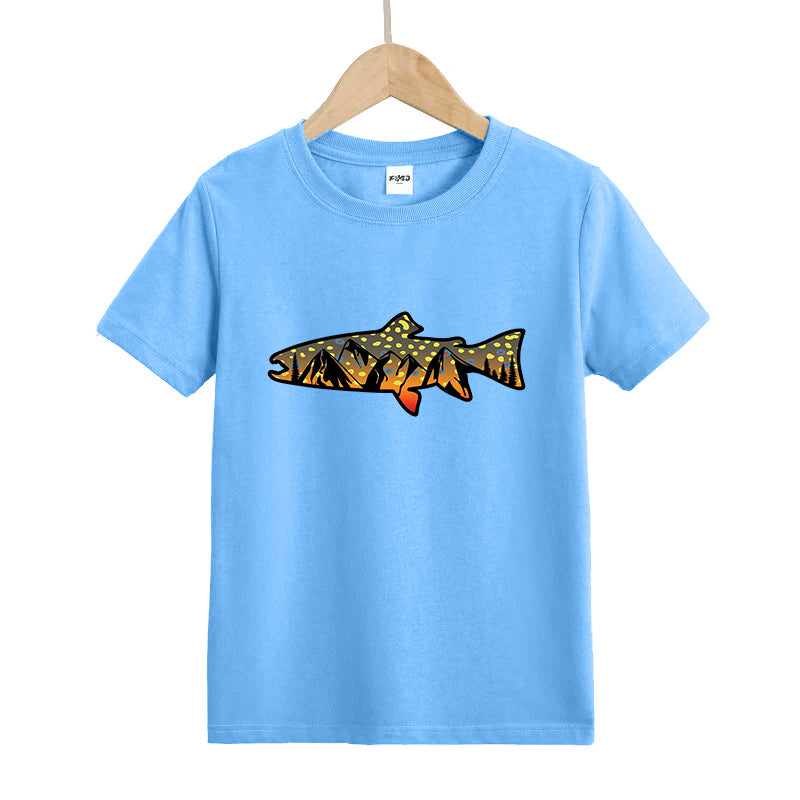 Brook Trout Mountains Kids T-Shirt