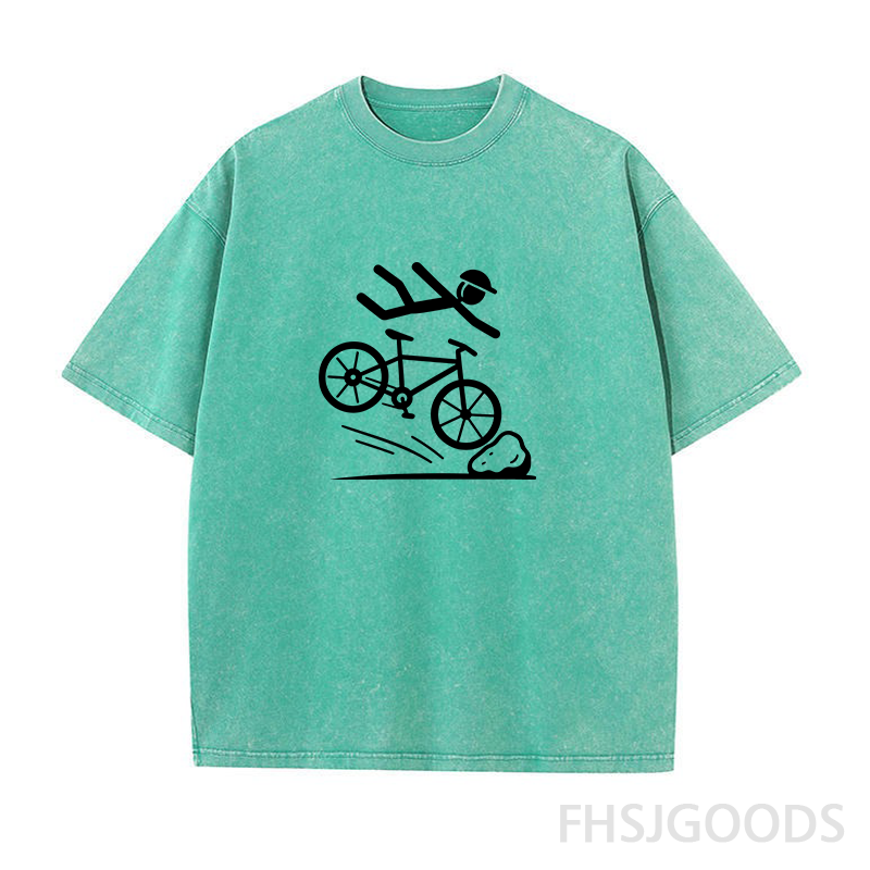 Mountain Bike Crash Cycling Unisex Distressed T-Shirt