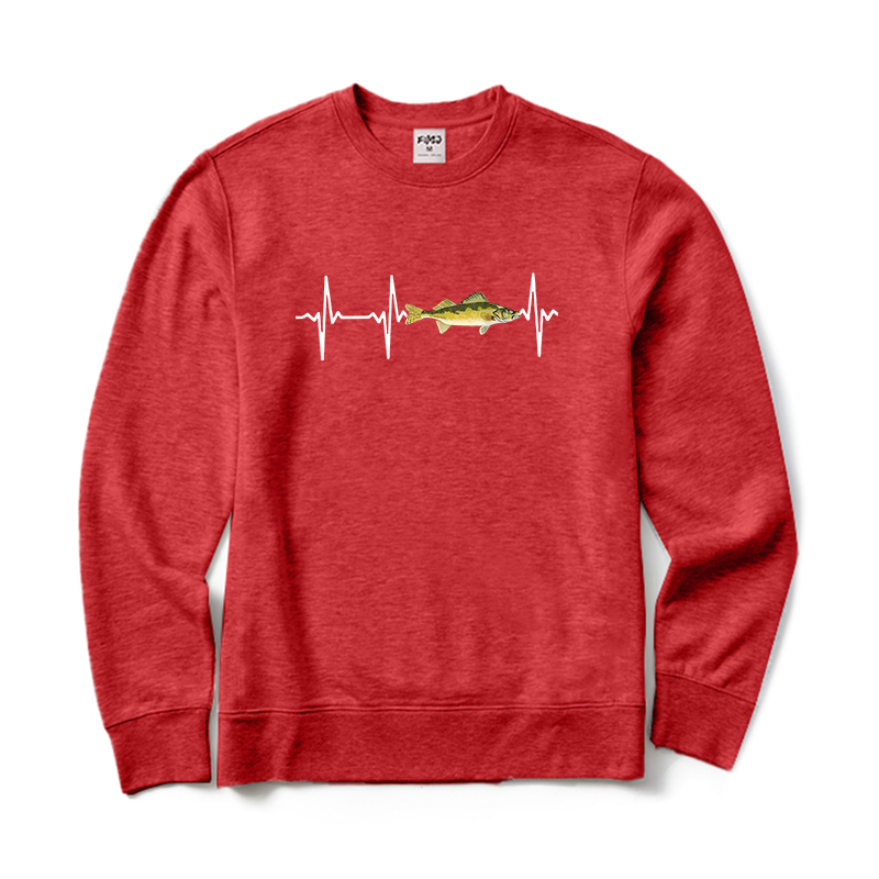 Walleye Heartbeat Fishing Crewneck Sweatshirt