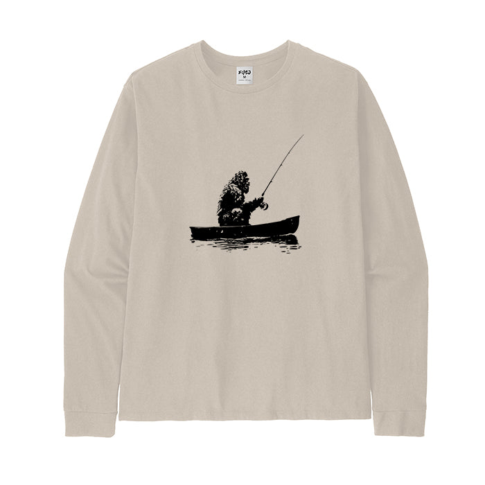 Bigfoot Fishing on Boat Long Sleeve T-Shirt