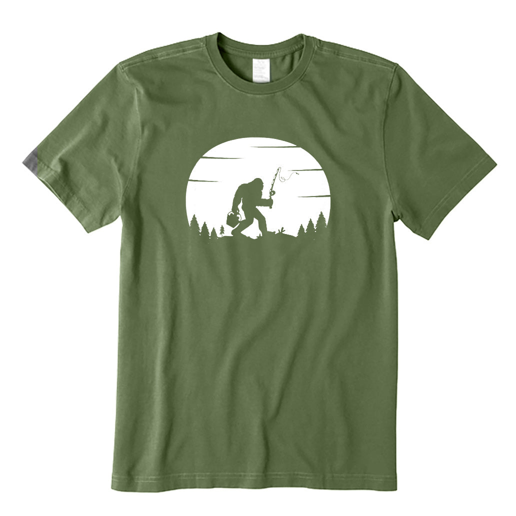 Bigfoot Fishing At Sunset T-Shirt