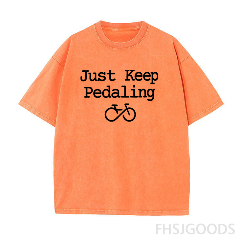 Just Keep Pedaling Cycling Unisex Distressed T-Shirt