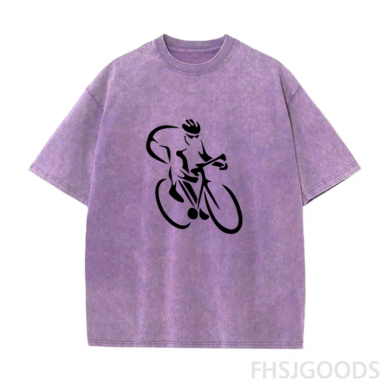 Cycling Silhouette Unisex Distressed T-Shirt