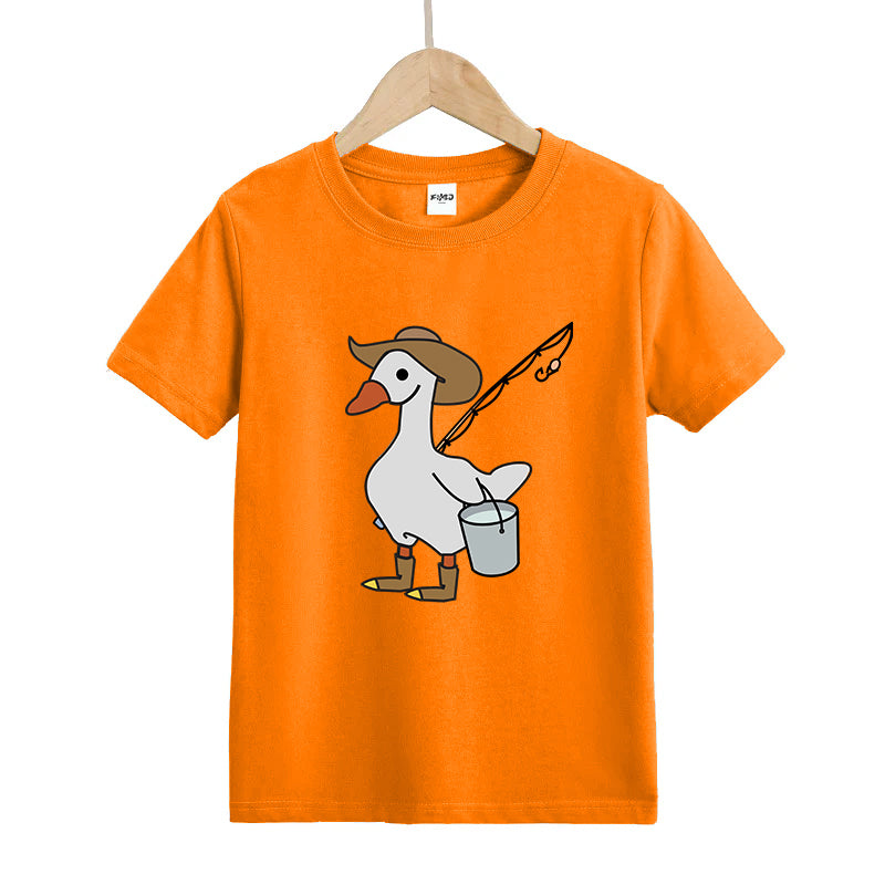 SILLY GOOSE GONE FISHING Kids T-Shirt