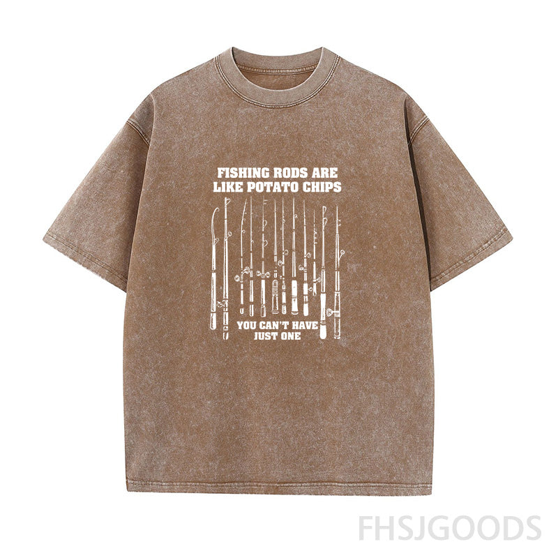 Fishing Rods Like Potato Chips Unisex Distressed T-Shirt