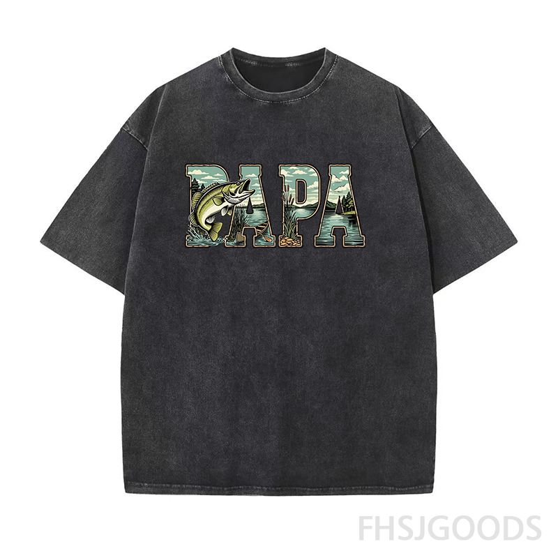 Papa Fishing Unisex Distressed T-Shirt