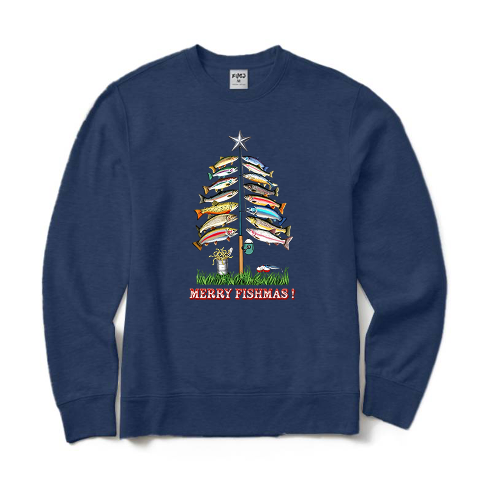 Merry Fishmas Christmas Fishes Tree Crewneck Sweatshirt