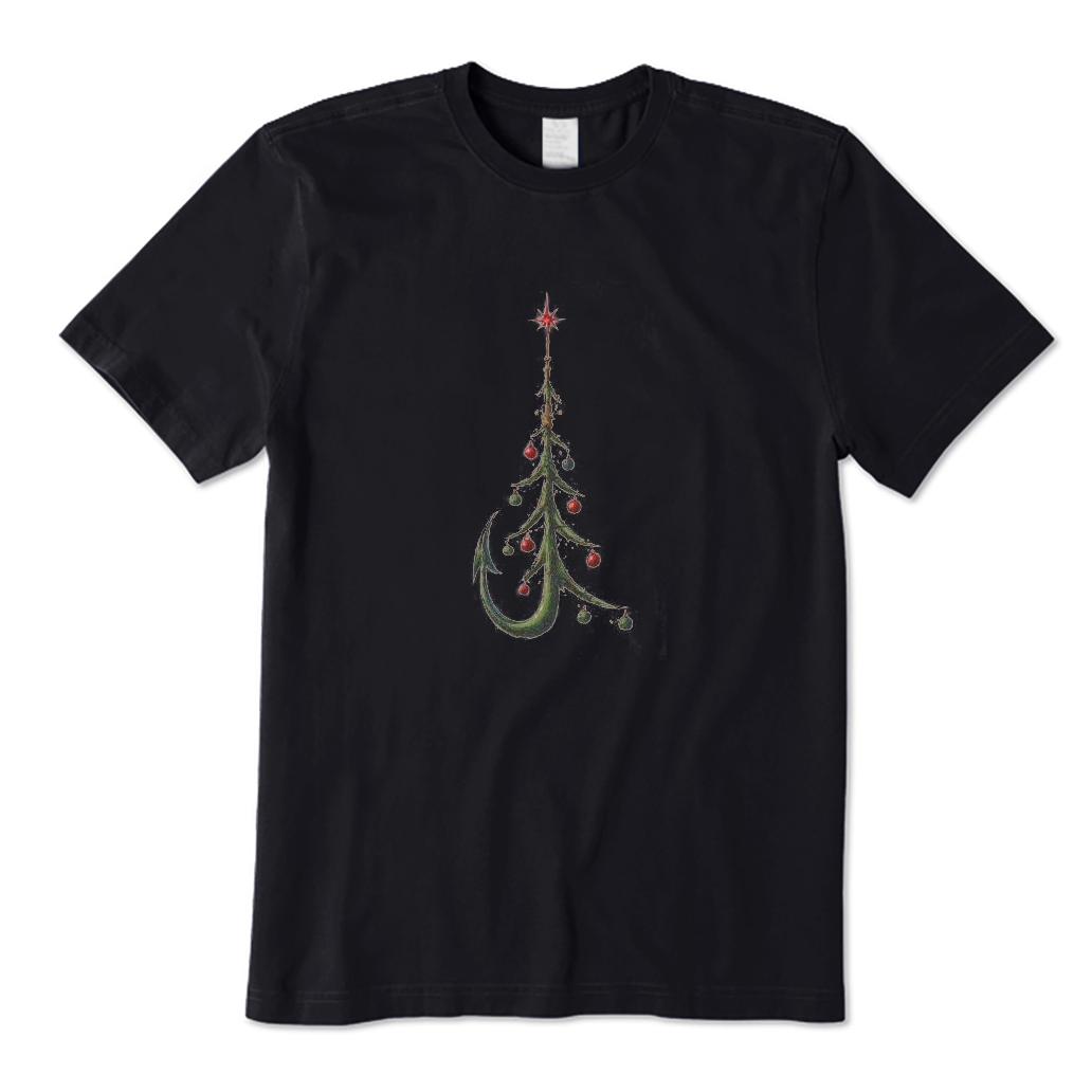 Fishing Hook Christmas Tree T-Shirt