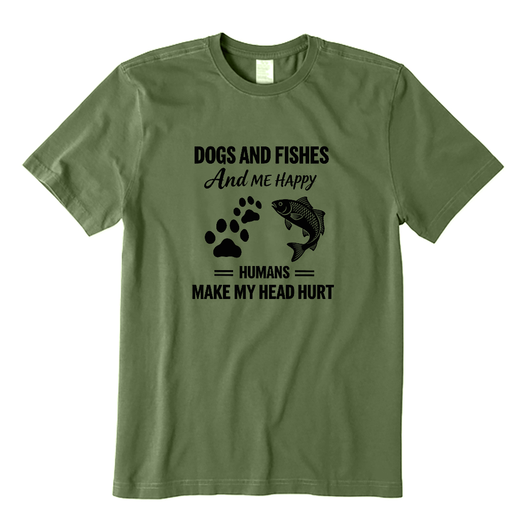 Dogs Fishes & Me Happy T-shirt