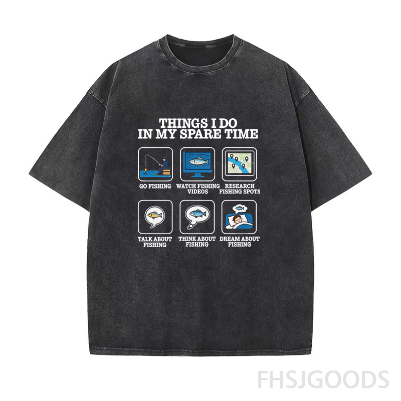 Things I Do in My Spare Time Funny Fishing Lover Unisex Distressed T-Shirt