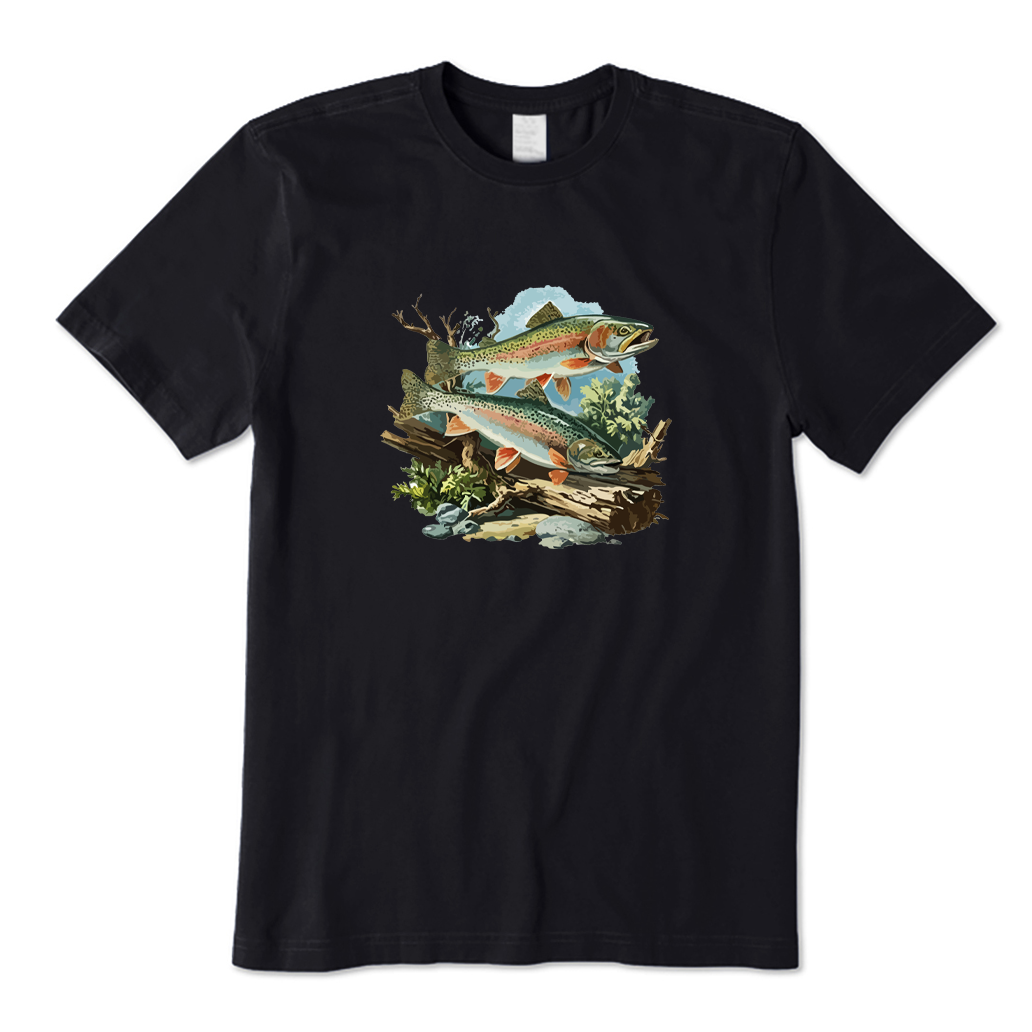Retro Rainbow Trout Underwater Scene T-Shirt