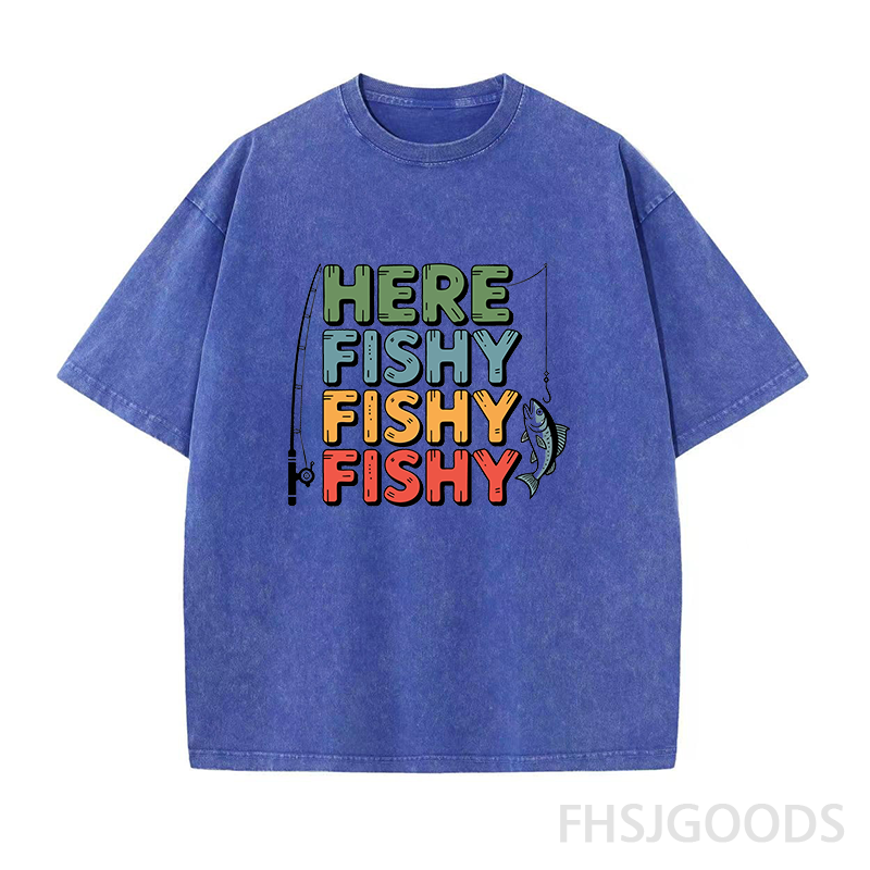 Here Fishy Fishy Fishy Unisex Distressed T-Shirt