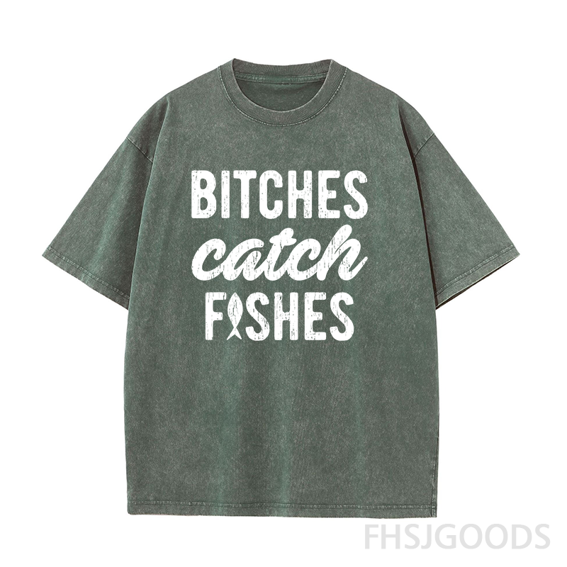 Bitches Catch Fishes Unisex Distressed T-Shirt