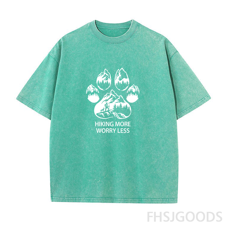 Hiking More Worry Less Unisex Distressed T-Shirt