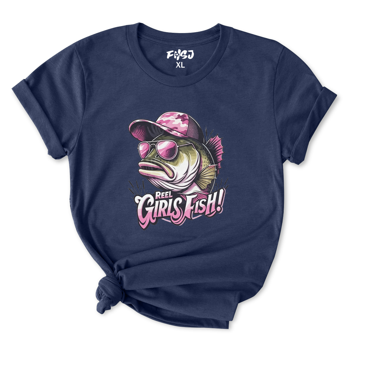 Cool Sunglass Fish Reel Girls Fish T-Shirt for Women