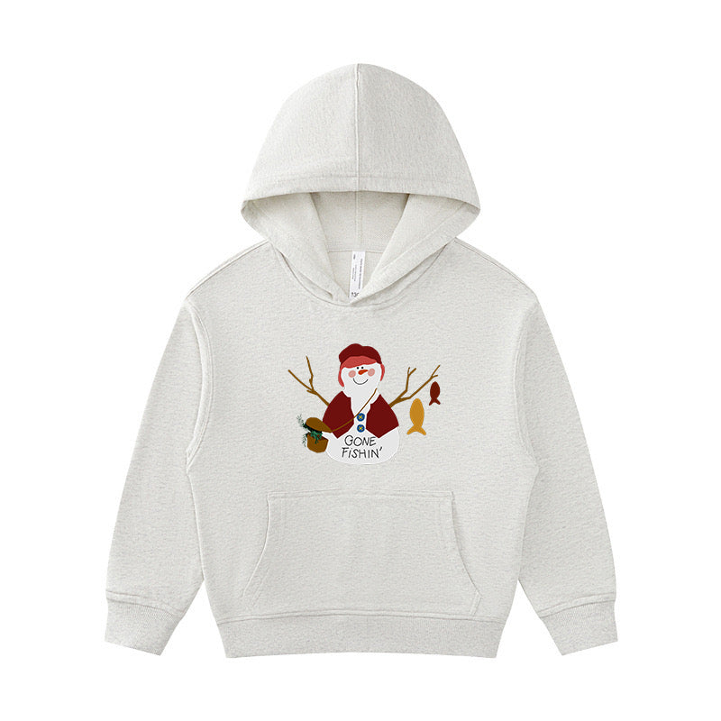 Snowman Gone Fishing Kid's Hoodie