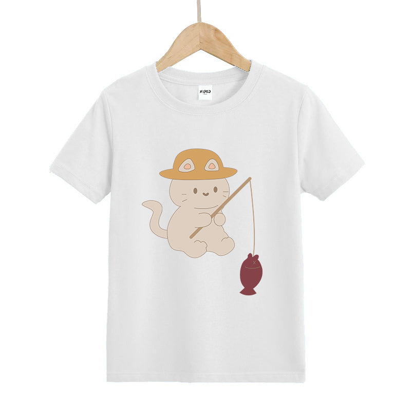 Cat Fishing Kid's T-Shirts
