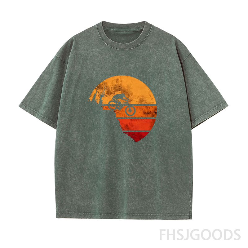 Retro Mountain Bike Unisex Distressed T-Shirt