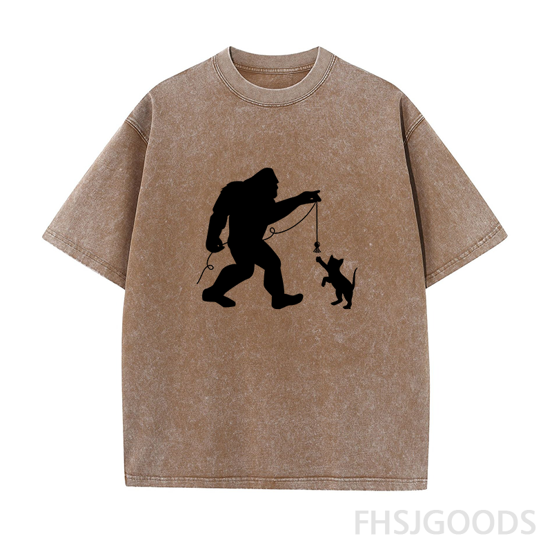 Bigfoot and Kitten Unisex Distressed T-Shirt
