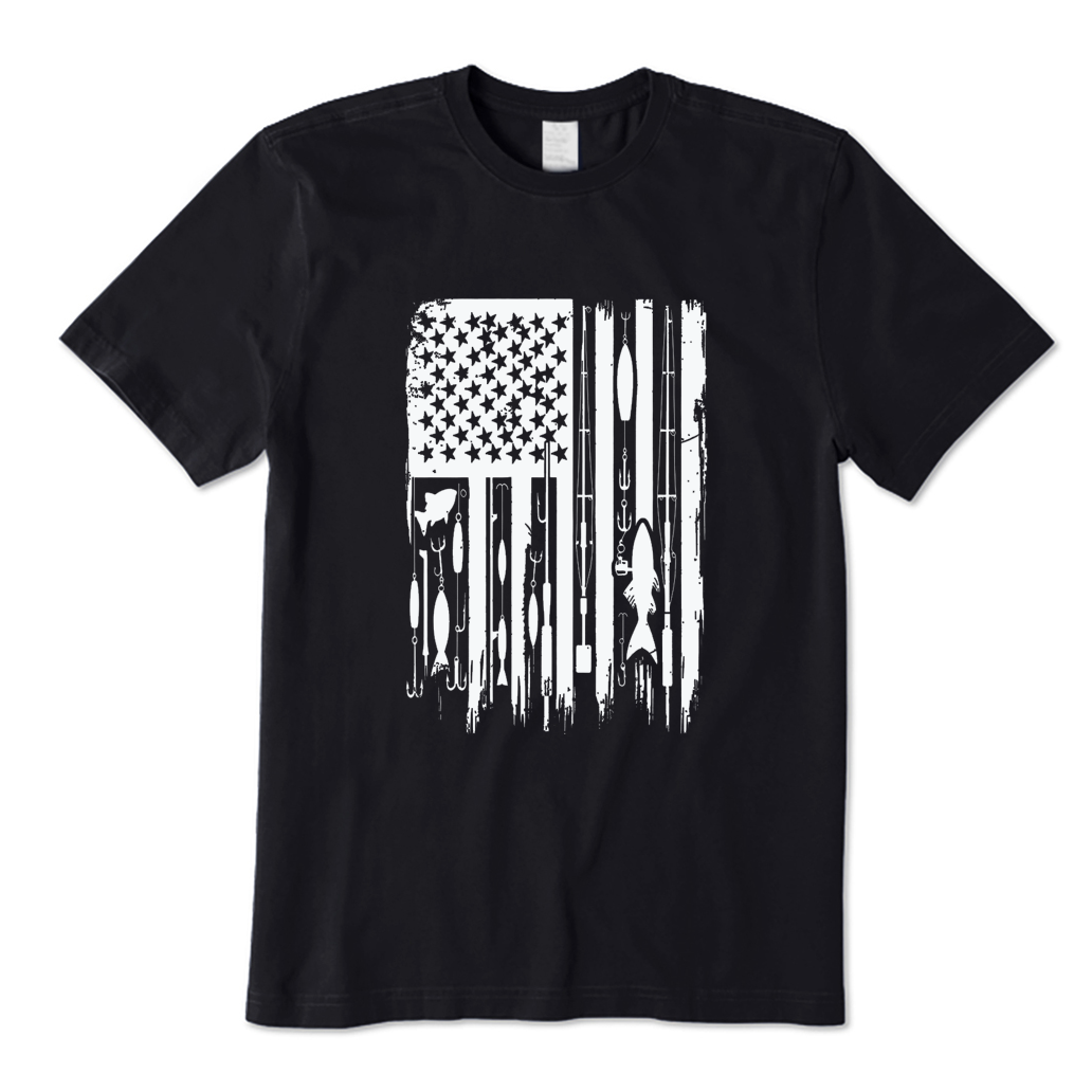 Outdoor Fishing American Flag T-shirt