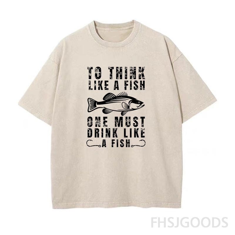 To Think Like A Fish One Must Drink Like A Fish Unisex Distressed T-Shirt